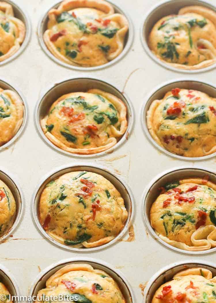 Mini Spinach Quiches in Muffin Pan