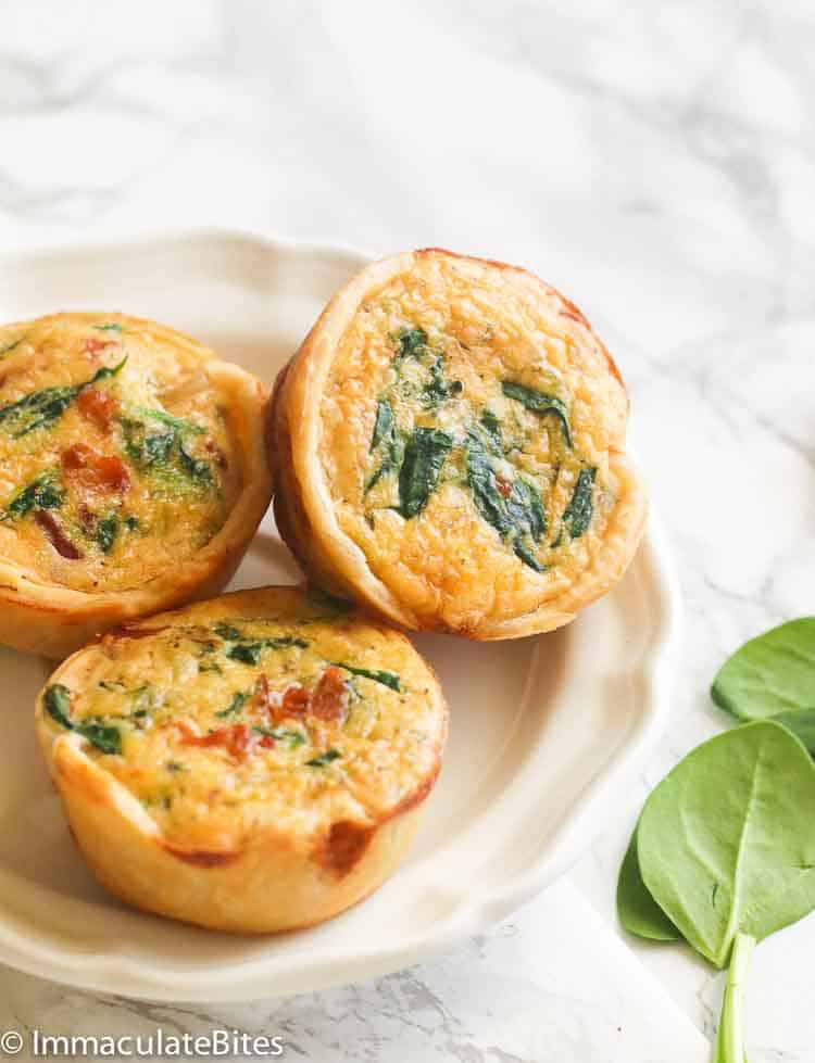 Mini Spinach Quiche in a Plate