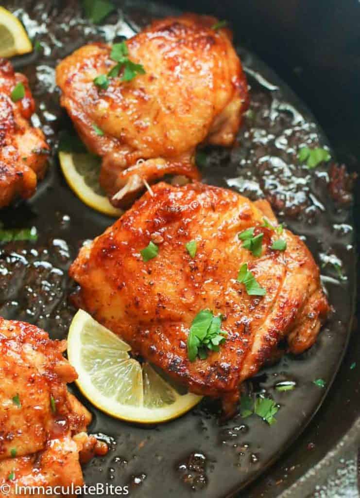 Honey garlic chicken in a cast iron skillet delivers a fantastically fast dinner.
