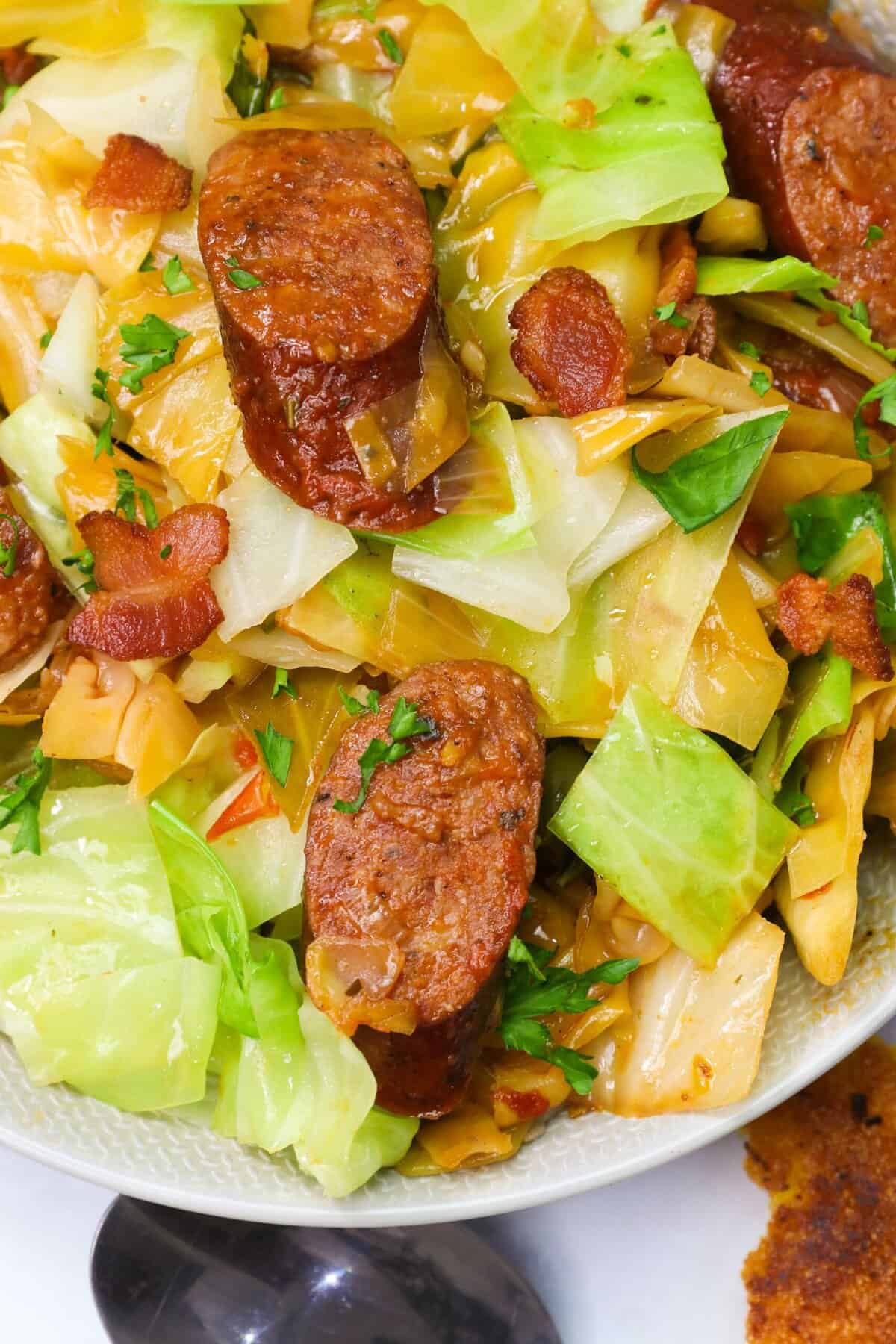 Serving up a soul food classic, cabbage and sausage