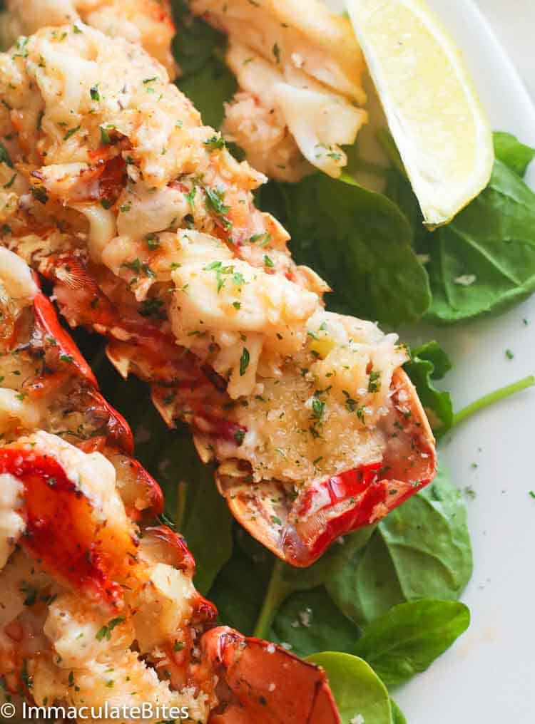 Lobster Thermidor on a Bed of Greens