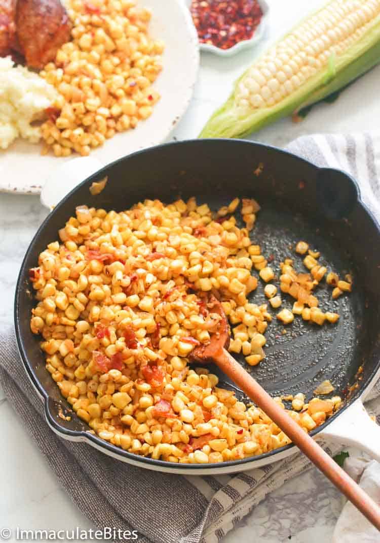 Incredible Southern fried corn fresh from the skillet