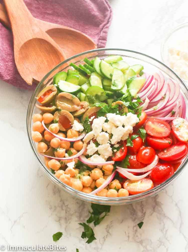 A bowl of Mediterranean Chickpea Salad