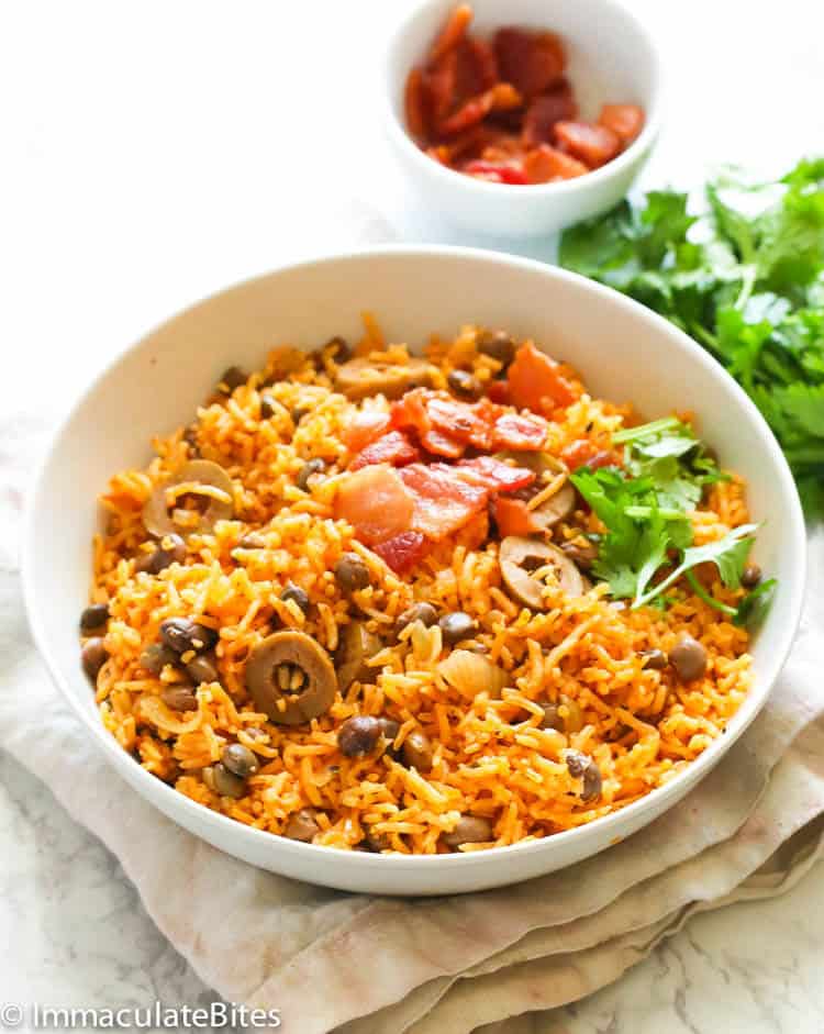Arroz Con Gandules on a bowl