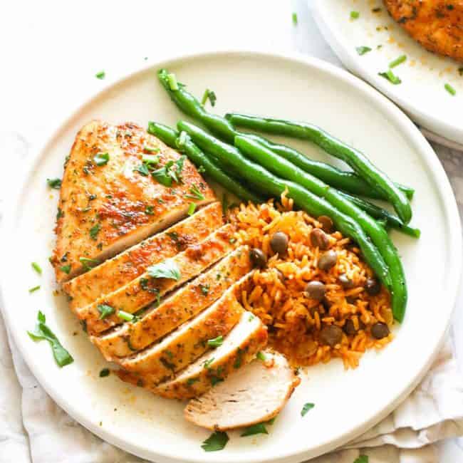 Oven-Baked Chicken Breast with green beans