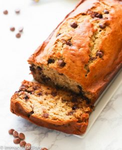 Choclate chip banana bread sliced