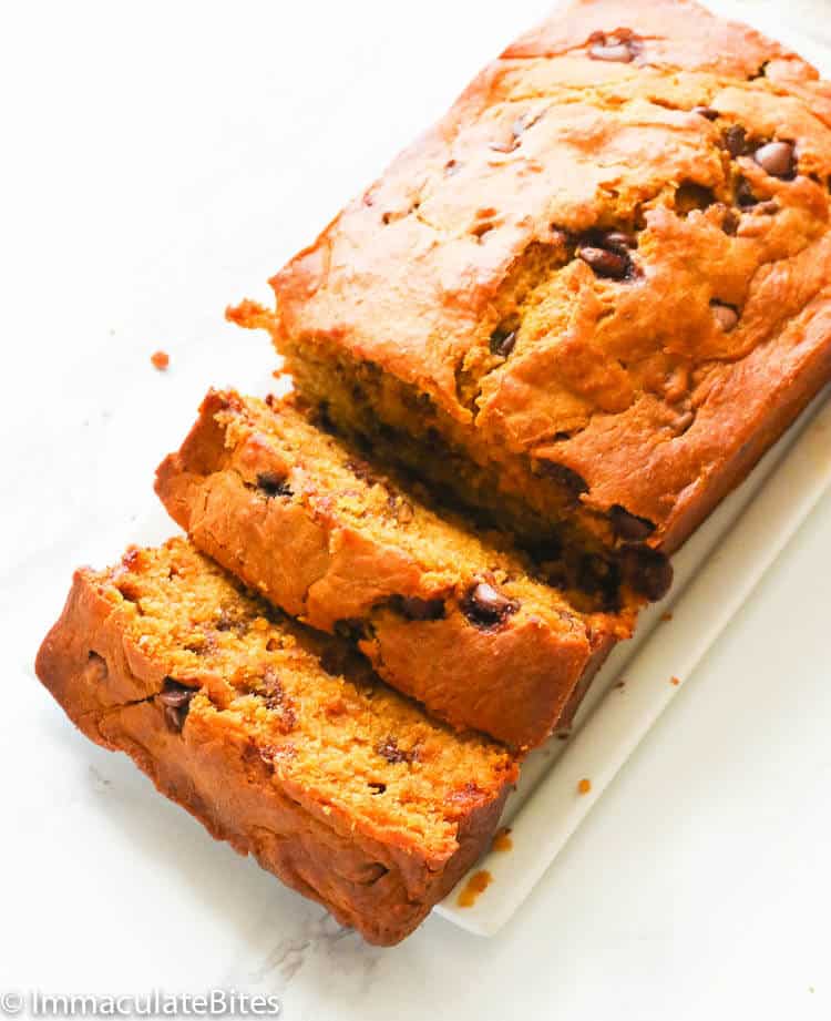 Sliced pumpkin bread