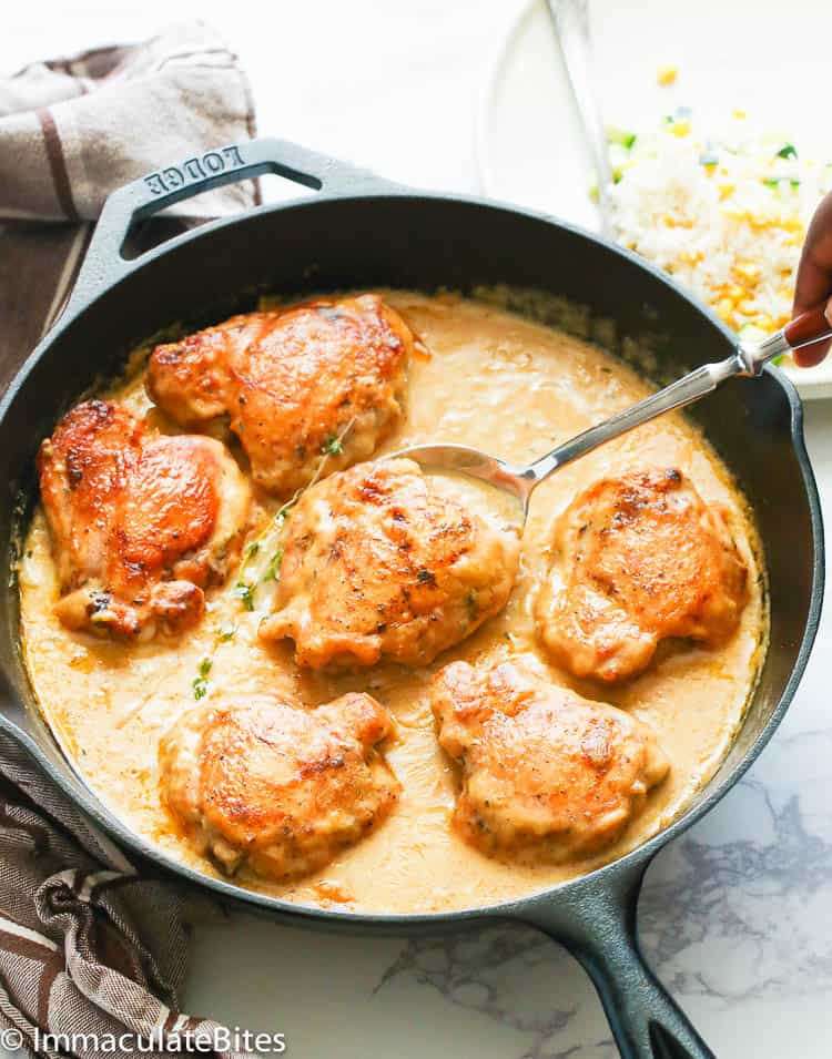 Smothered Chicken in a skillet