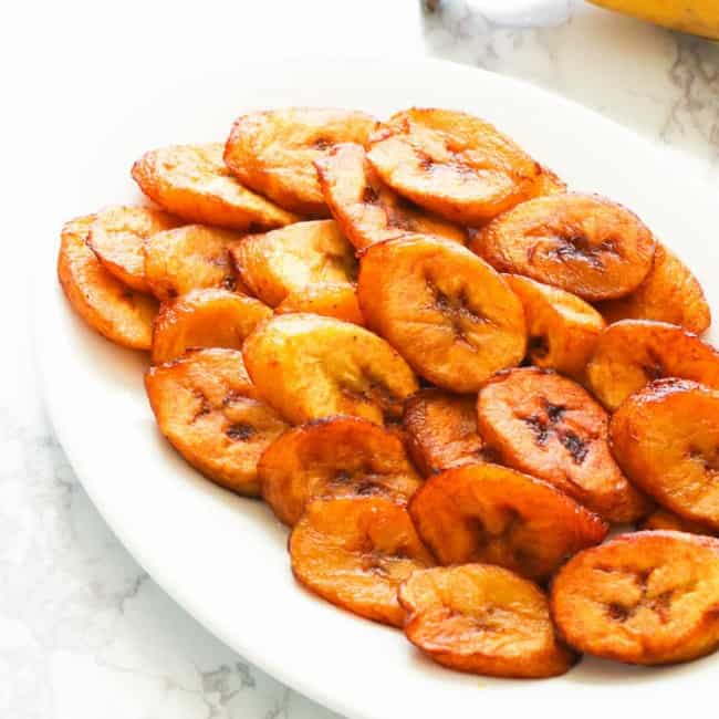 Fried Sweet Plantain on white plate