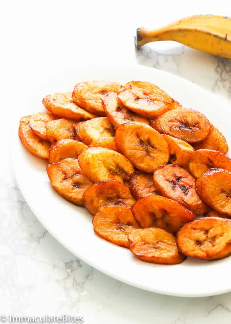 Fried Sweet Plantain on white plate