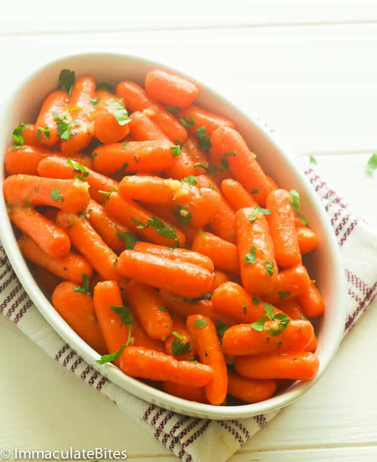 Honey Glazed Carrots in a Baking Dish