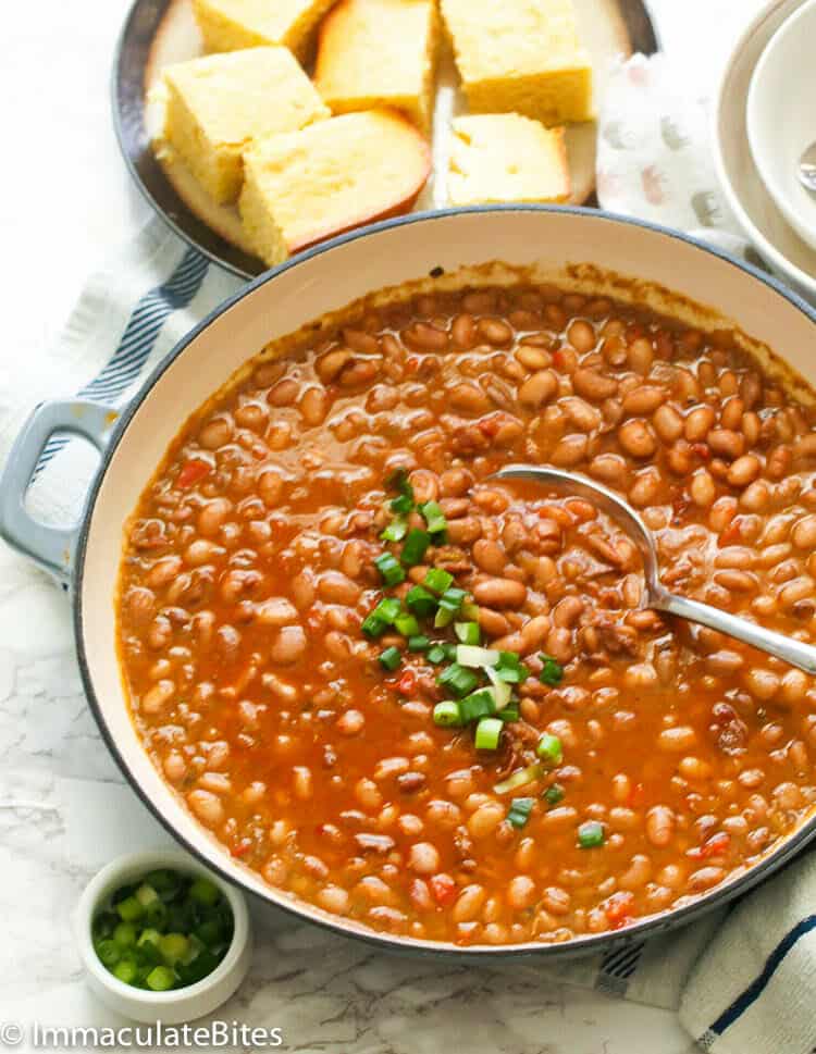 Hearty Southern pinto beans with cornbread