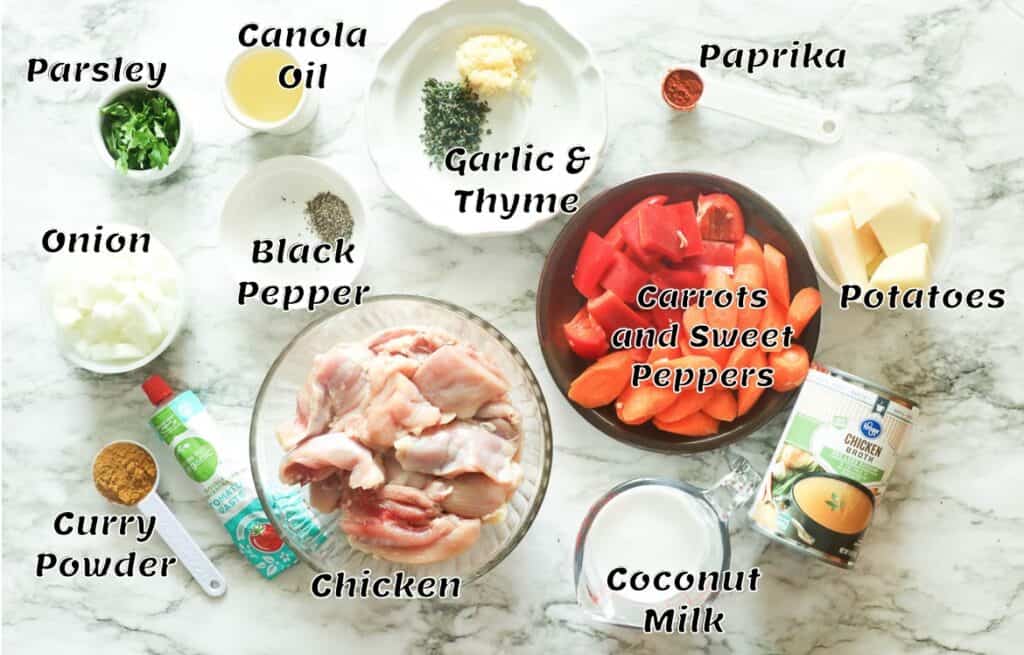 What you need to make Jamaican curry chicken