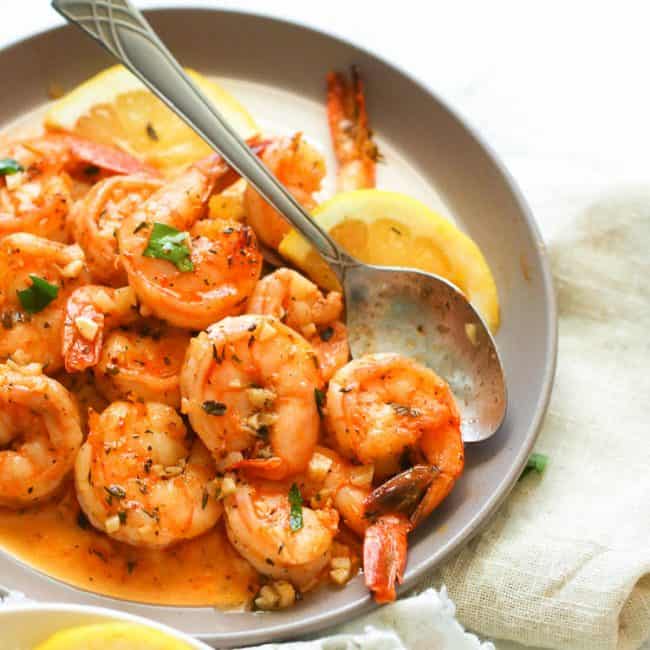 Buttered Shrimps on a plate