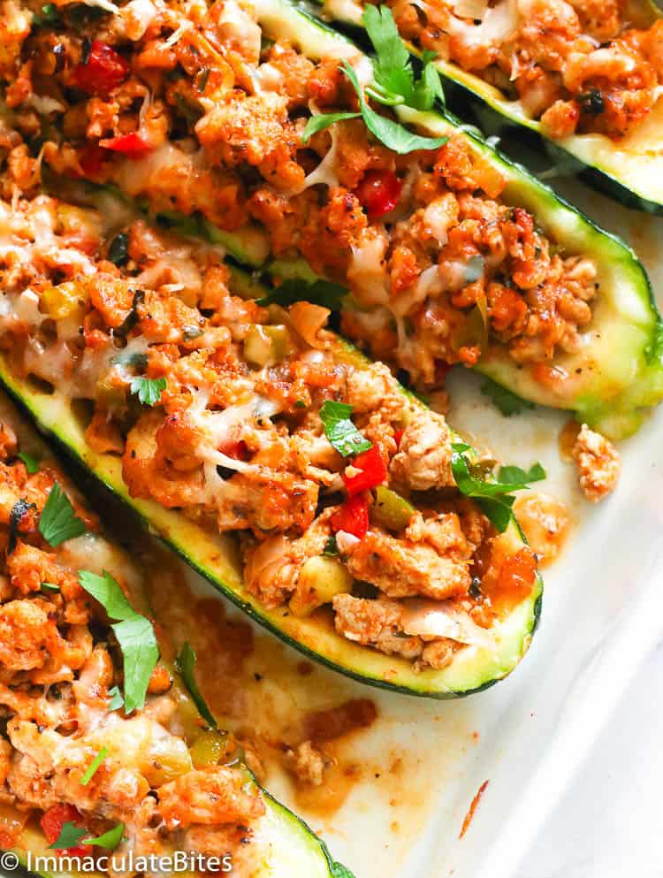 Low carb dinner idea - stuffed zucchini boats