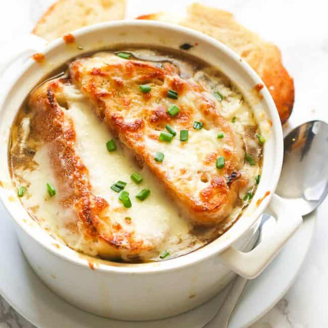A bowl of insanely delicious French Onion Soup