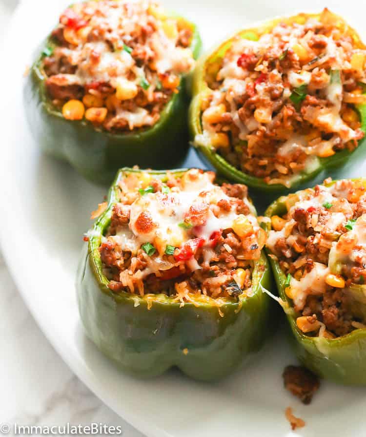 Four Stuffed Green Bell Peppers