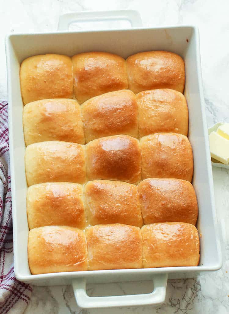One hour Dinner Rolls in a Baking Dish