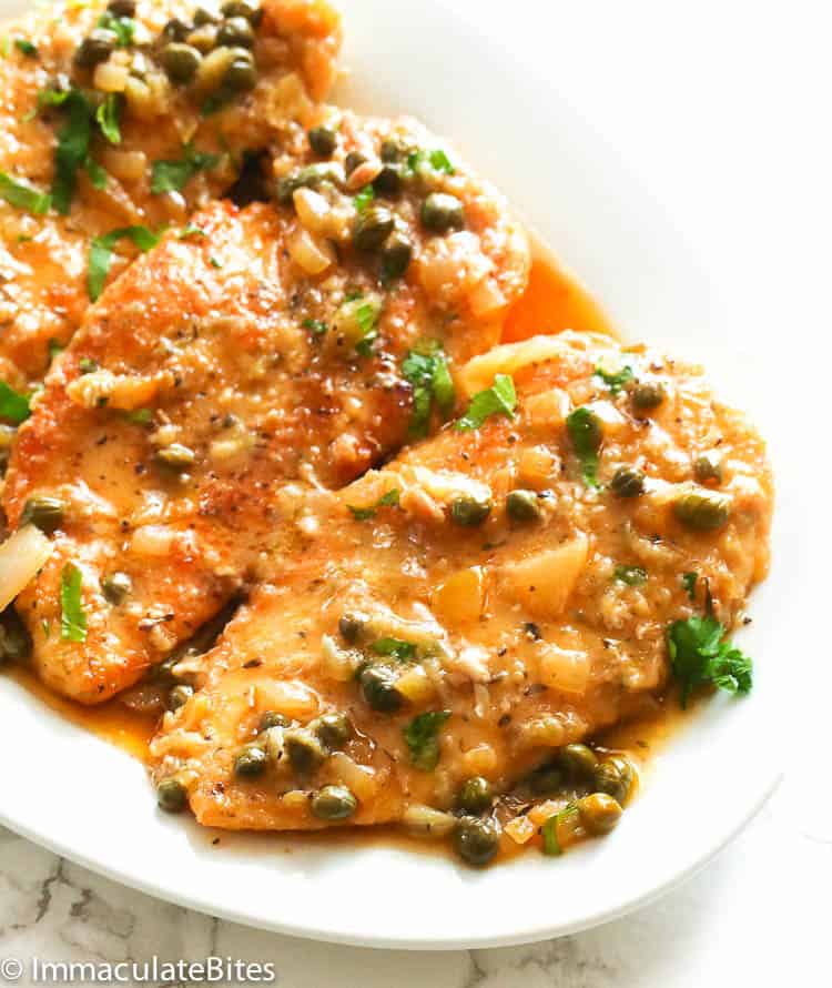 Saucy Chicken Piccata in a Platter