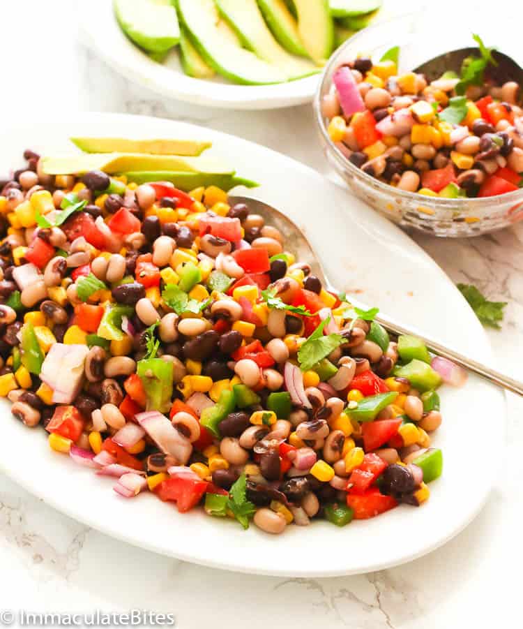 Cowboy Caviar served on a white dish