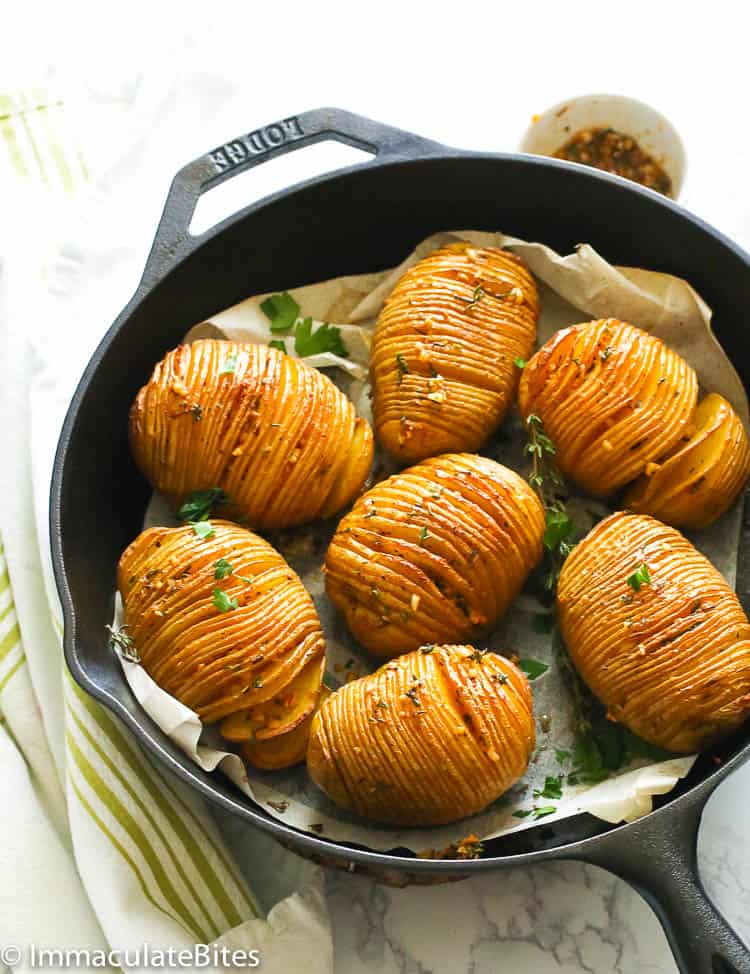 Hasselback Potatoes in a Skillet
