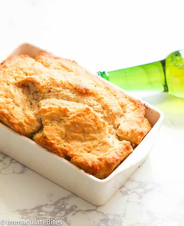 Beer Bread with a Bottle of Beer in the Background