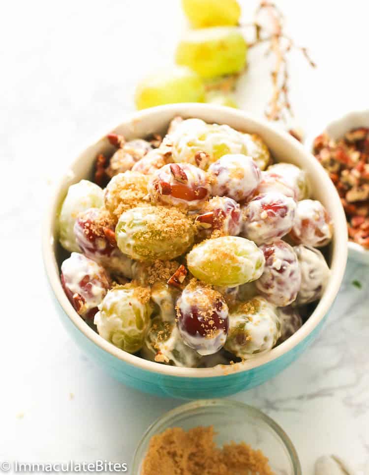 Grape Salad in a Blue Bowl