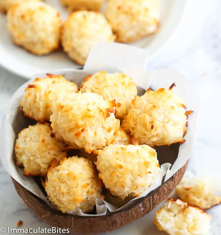 Coconut Macaroons in an Empty Coconut Shell
