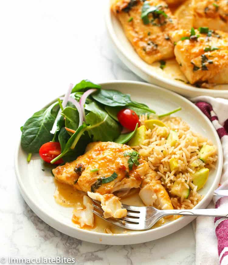 Rice Pilaf with Baked Cod