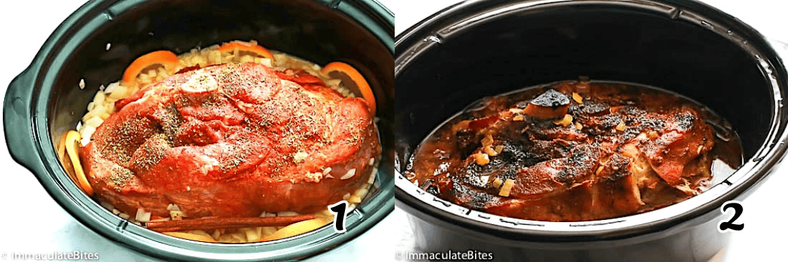 Put everything in a slow cooker and cook until tender.