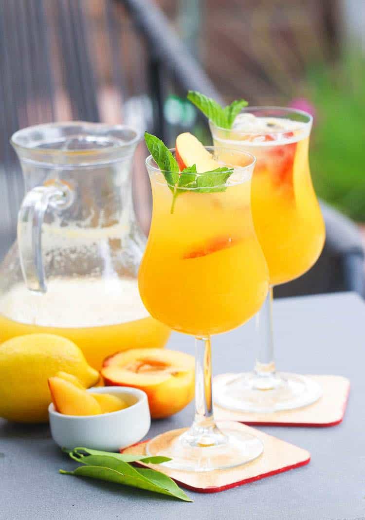 Glasses of Peach Bellini