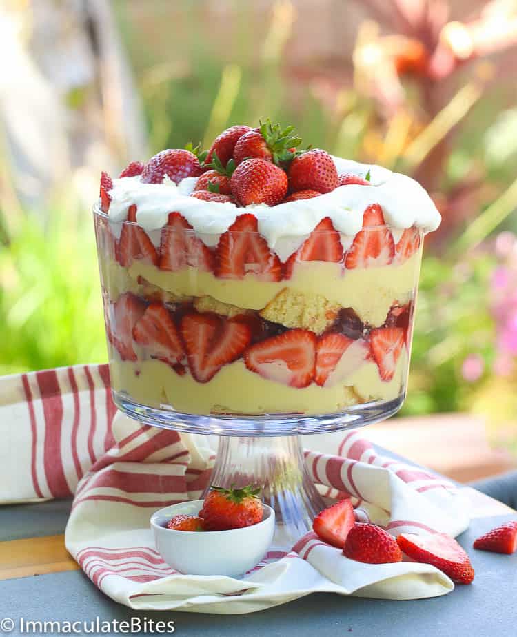Strawberry Trifle in a fancy dish