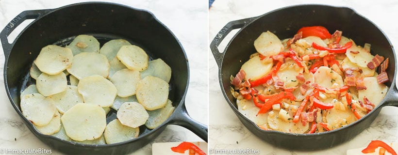 Layer the veggies over the potatoes