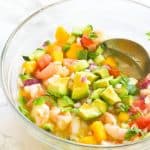 Serving up insanely good shrimp ceviche for the perfect appetizer or cocktail