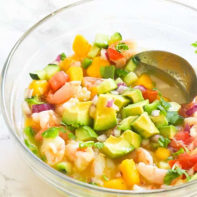 Serving up insanely good shrimp ceviche for the perfect appetizer or cocktail