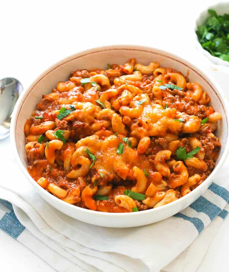 Enjoying a hearty bowl of American Goulash