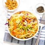 Vinegar coleslaw in a white bowl