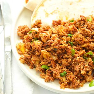 Chorizo and eggs with flour tortillas