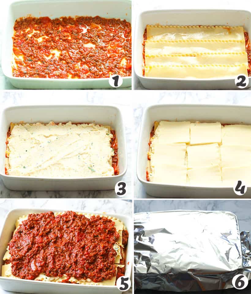 Assembly your super easy lasagna recipe