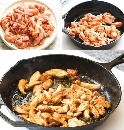 Pan Searing the Chicken Strips