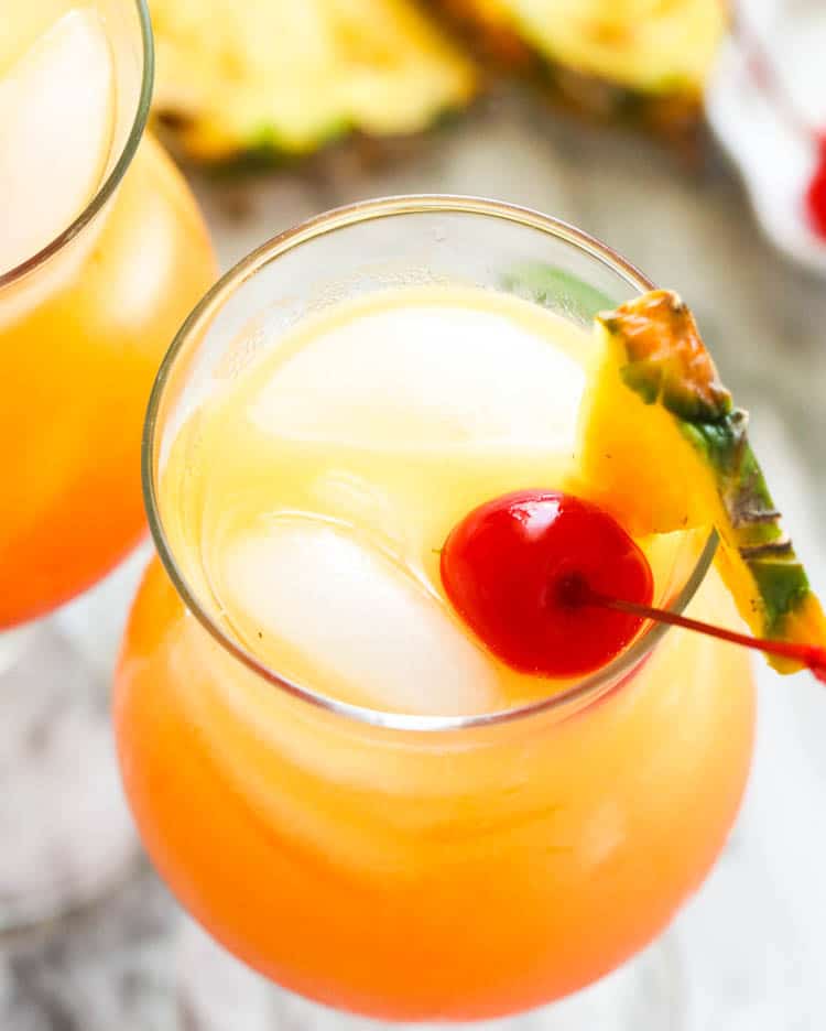 Mai Tai with cherry and pineapple slice