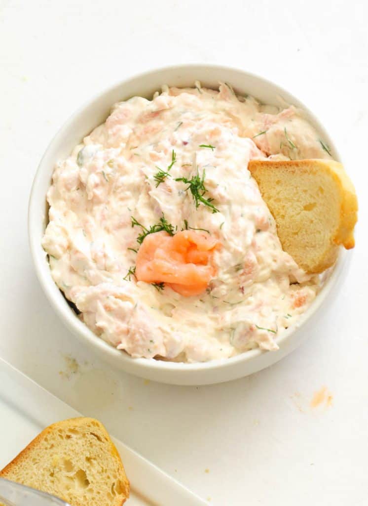 Salmon Dip with a baguette - fall party food