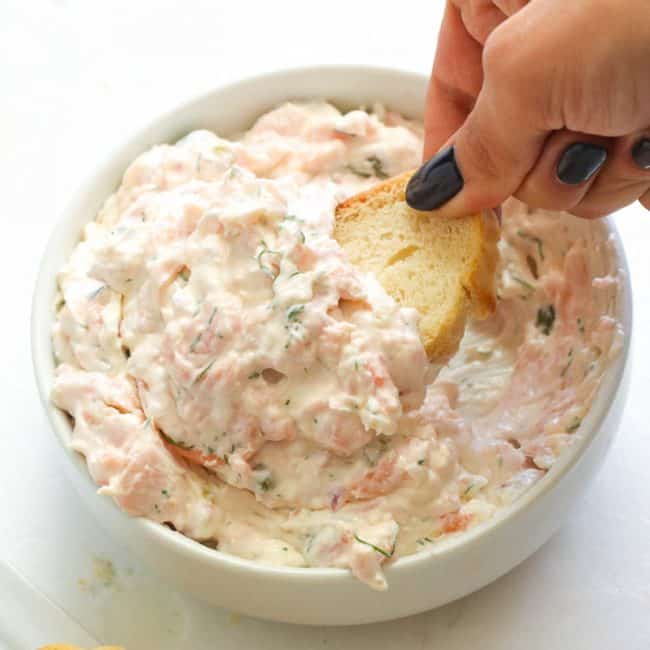 Salmon Dip with a baguette