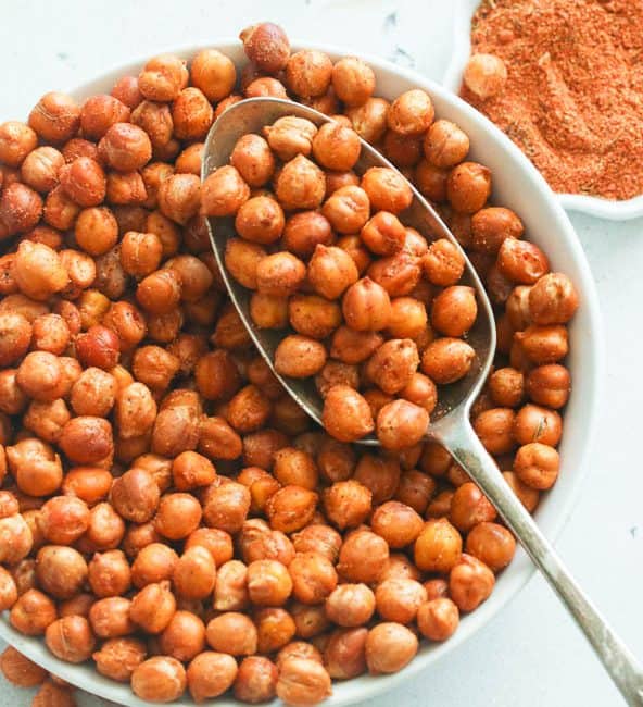 A bowl of healthy Roasted Chickpeas