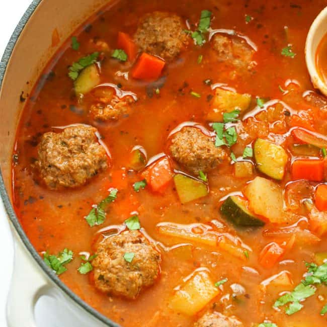 Albondigas Soup in a Pot