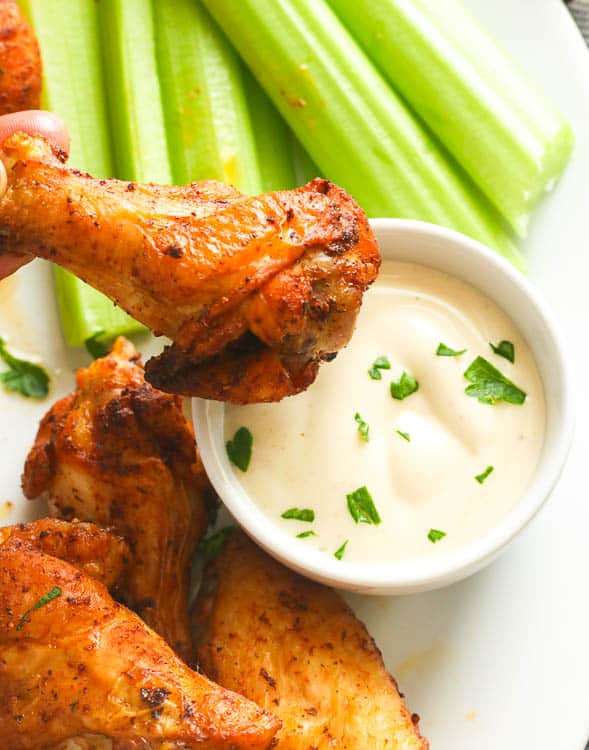 Air Fryer Chicken Wings with Ranch Dressing