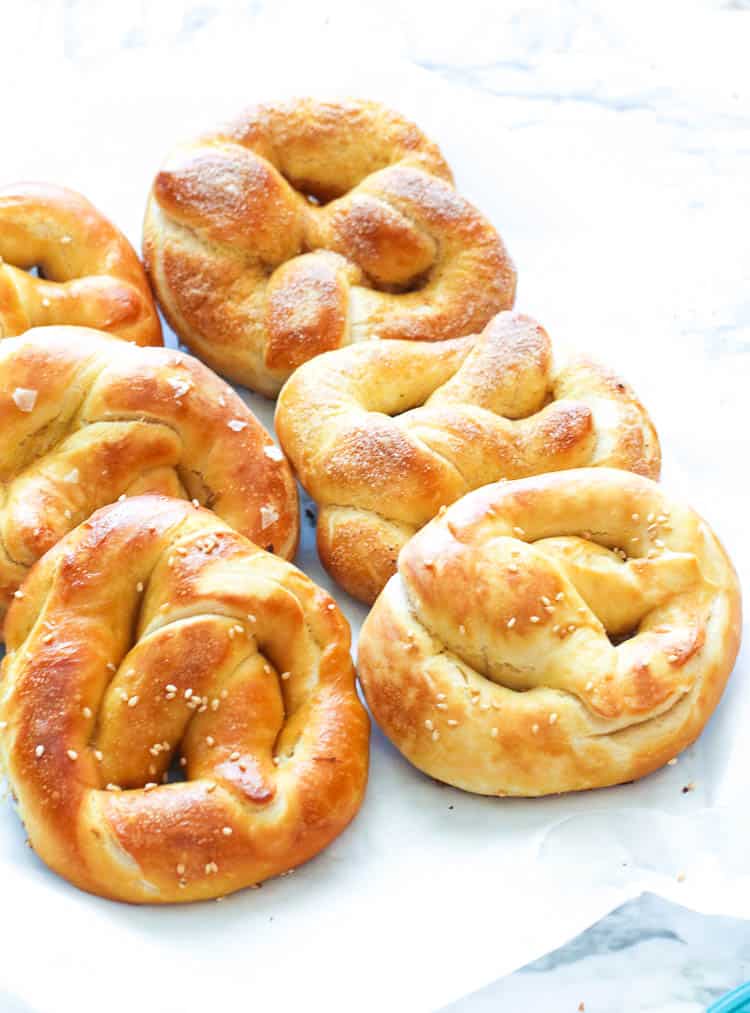 Soft Pretzels Topped with Sesame Seeds