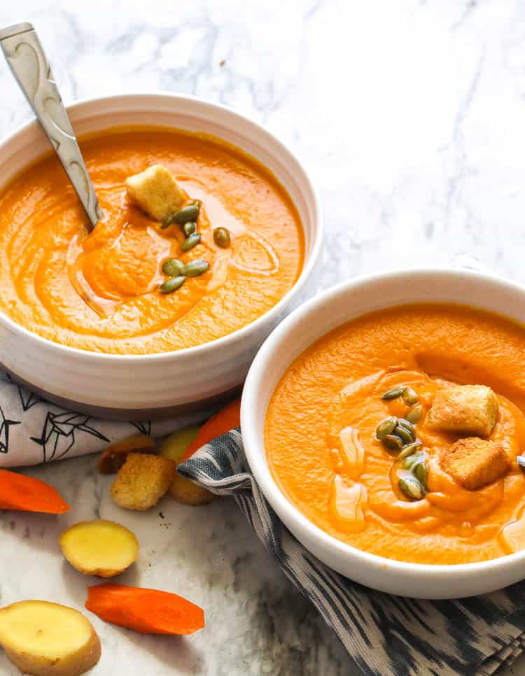 Two Bowls of Carrot Ginger Soup