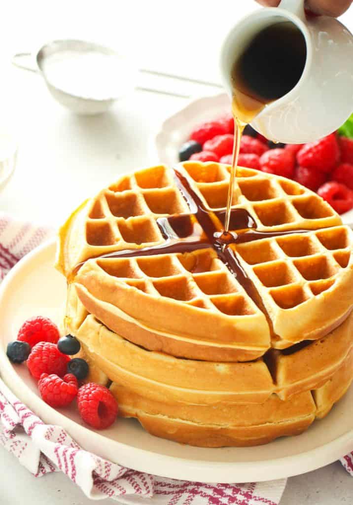 Homemade Waffles with syrup