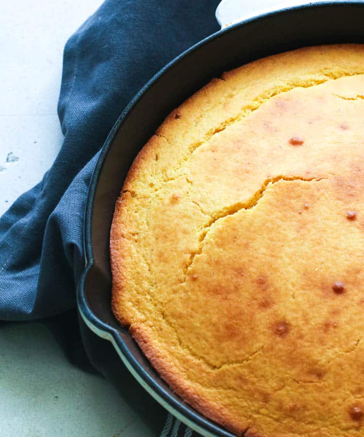 Southern Cornbread made in a skillet for super simple and fast cornbread